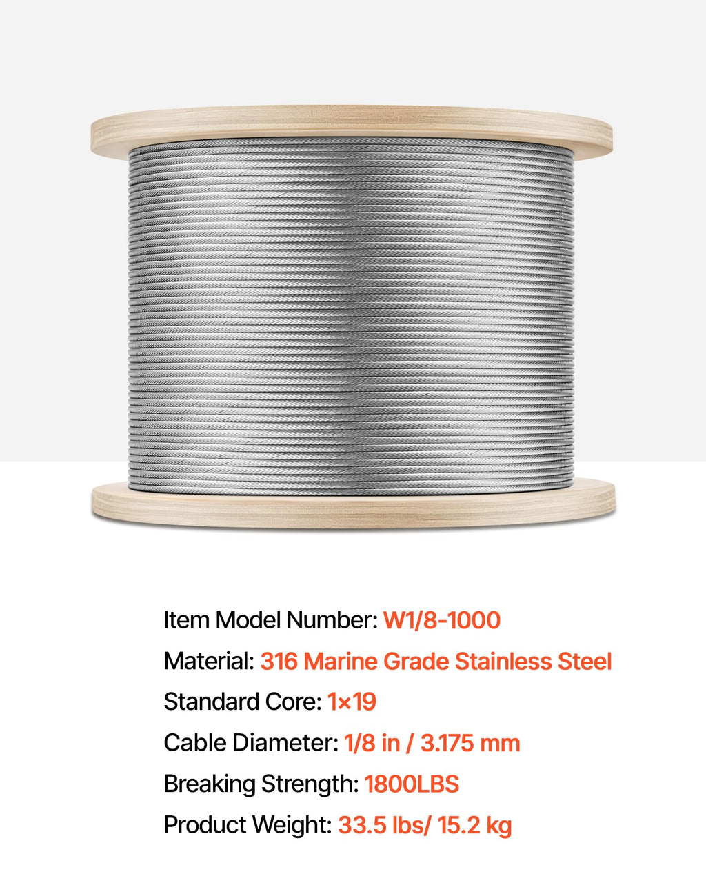 1/8 T316 Stainless Steel Cable 1000ft R4403