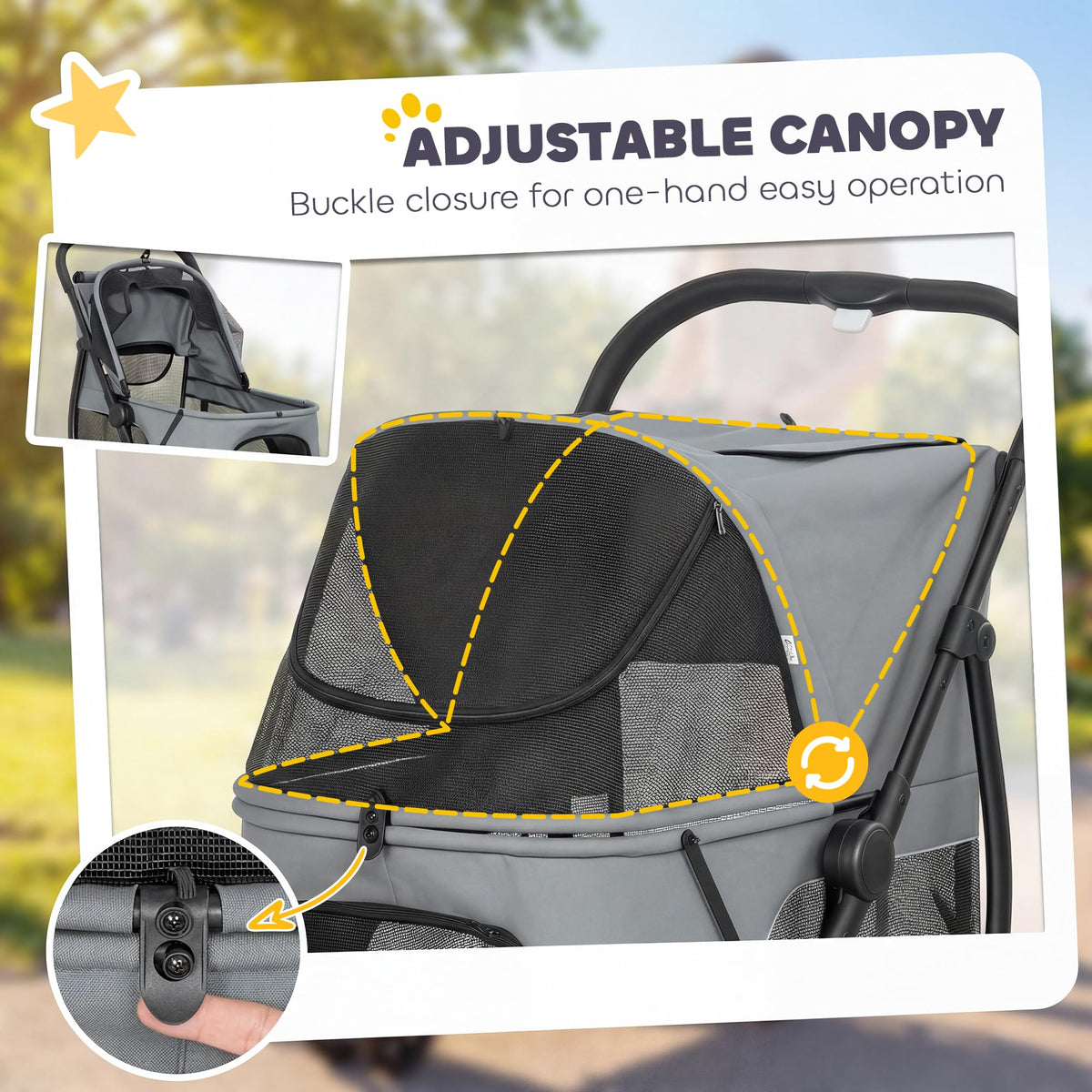 3 Wheel Pet Stroller up to 44 lbs Gray O7466