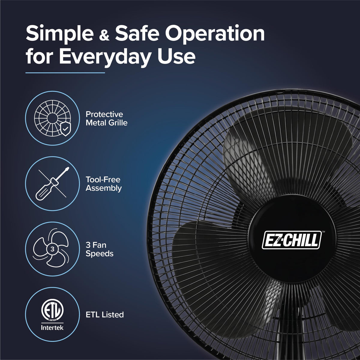 16" 3-Speed Oscillating Table Fan Black Y503