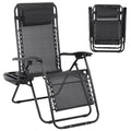 Zero Gravity Chair with Pillow and Cup Holder Trays, Black D861026