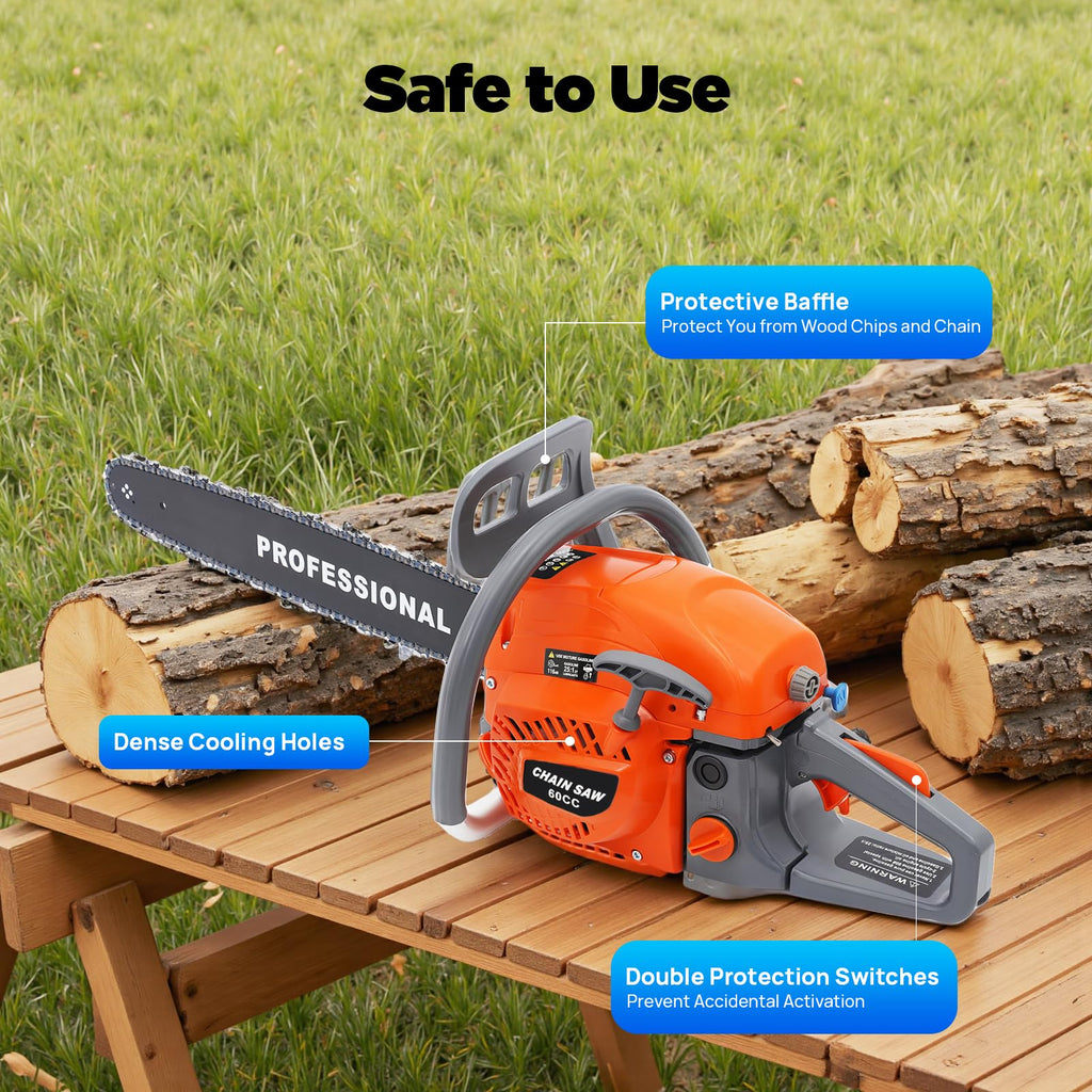 22 Inch 62cc 2-Stroke Gas Chainsaw Q69537