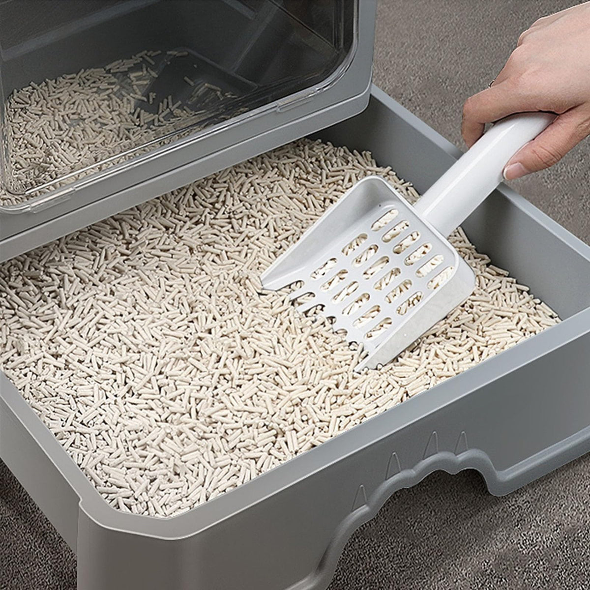 Enclosed Foldable Cat Litter Box with Lid R1149