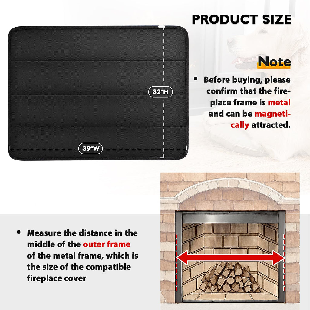 Black Magnetic Fireplace Cover I737