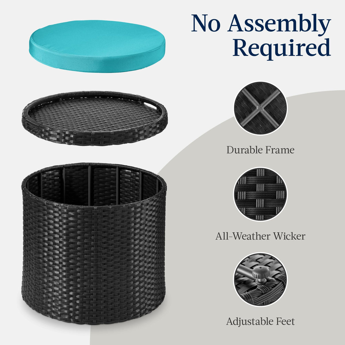 Round Wicker Ottoman with Storage P904998