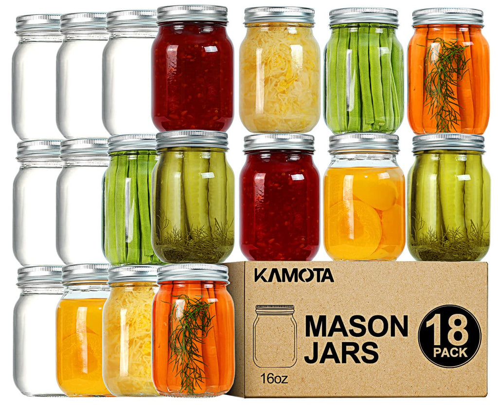 16oz Regular Mouth Mason Jars 18 Pack Y902494