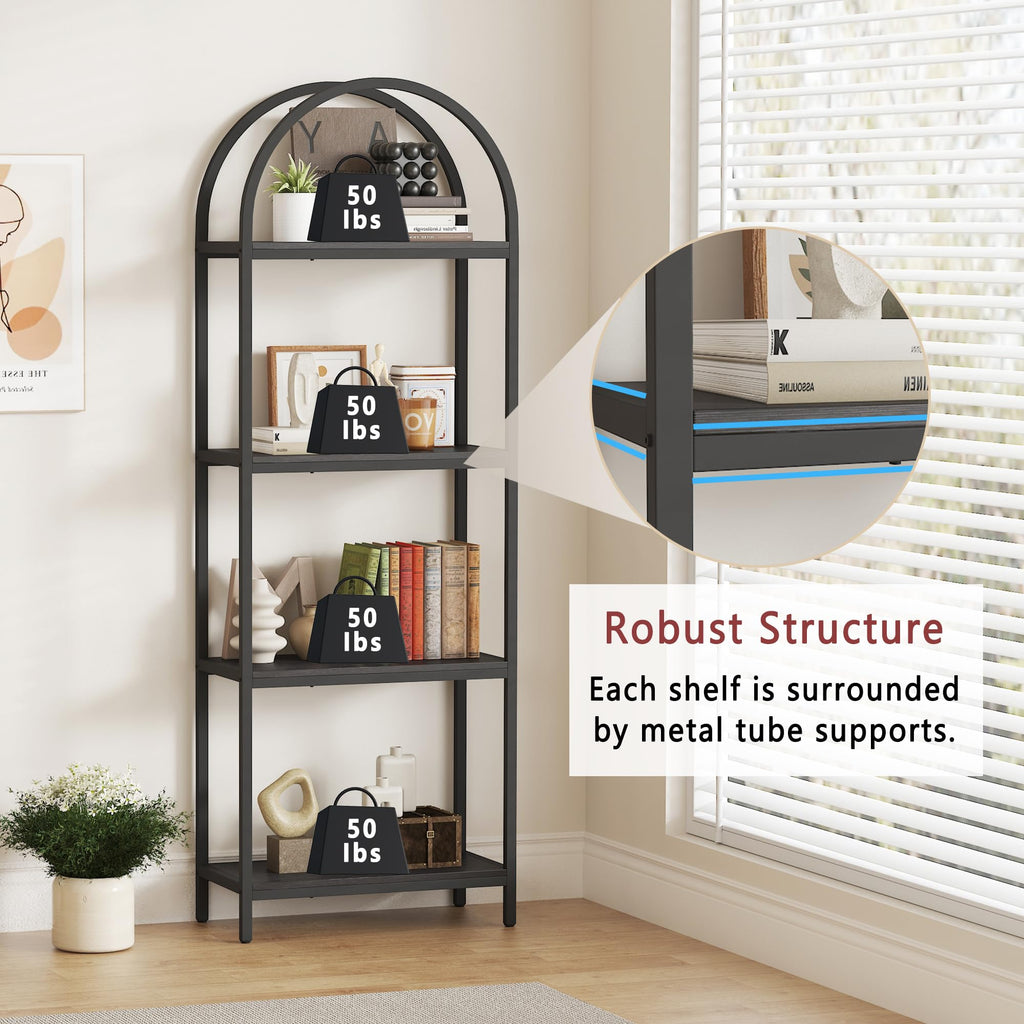 4 Tier Arched Black Bookshelf D3739
