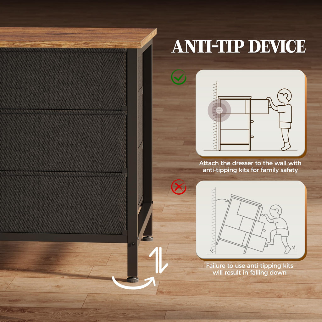 63 Inch Dresser with 10 Fabric Drawers S6454