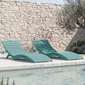 Blue HDPE Pool Chaise Lounge Chairs with Cup Holder, Set of 2 K5061
