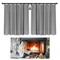 Fireplace Mesh Screen Curtain Kit with Adjustable Rod and Panels 19" H × 24" W Black Matte N778501