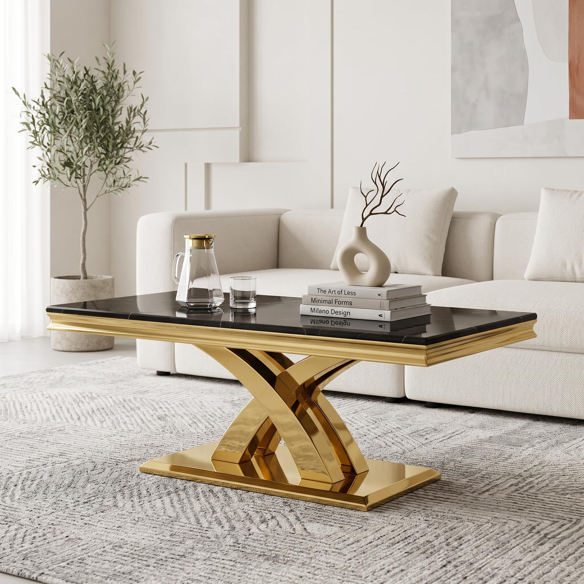 Black and Gold Coffee Table Set of 2 N2819