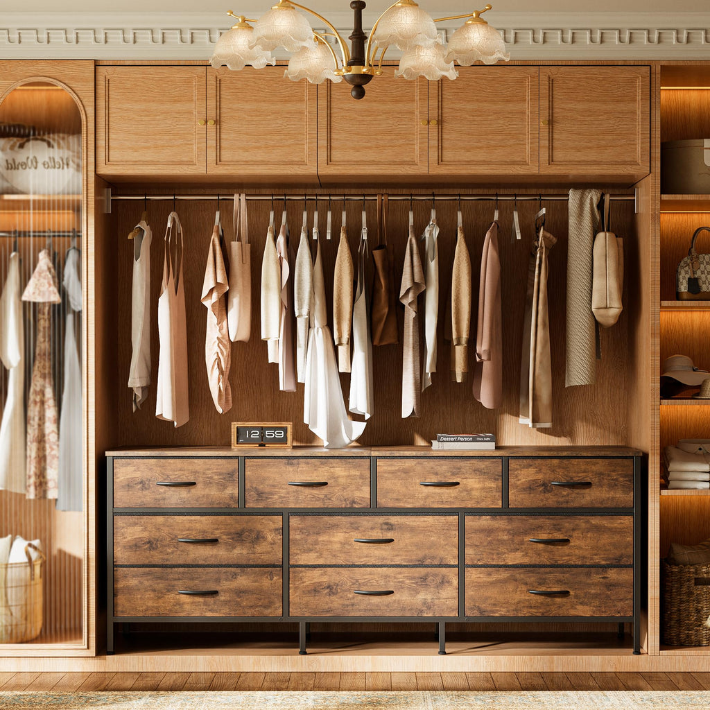 63 Inch Dresser with 10 Fabric Drawers S6454