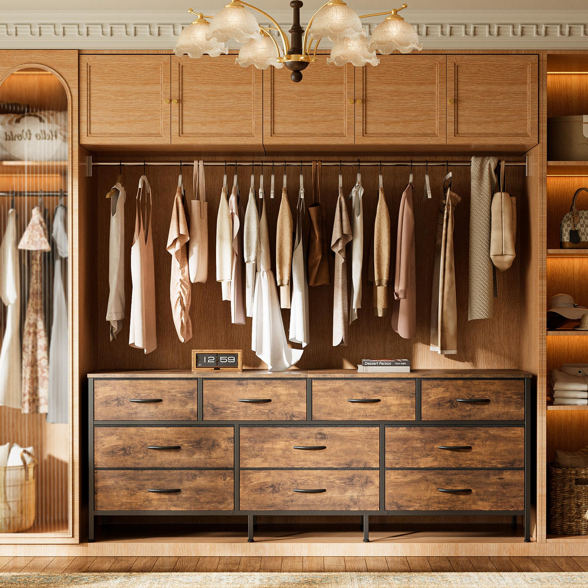 63 Inch Dresser with 10 Fabric Drawers S6454