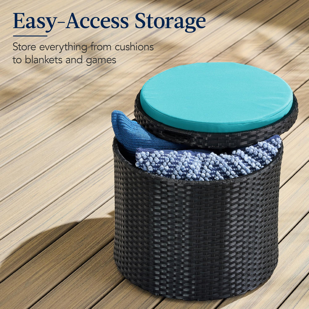 Round Wicker Ottoman with Storage P904998