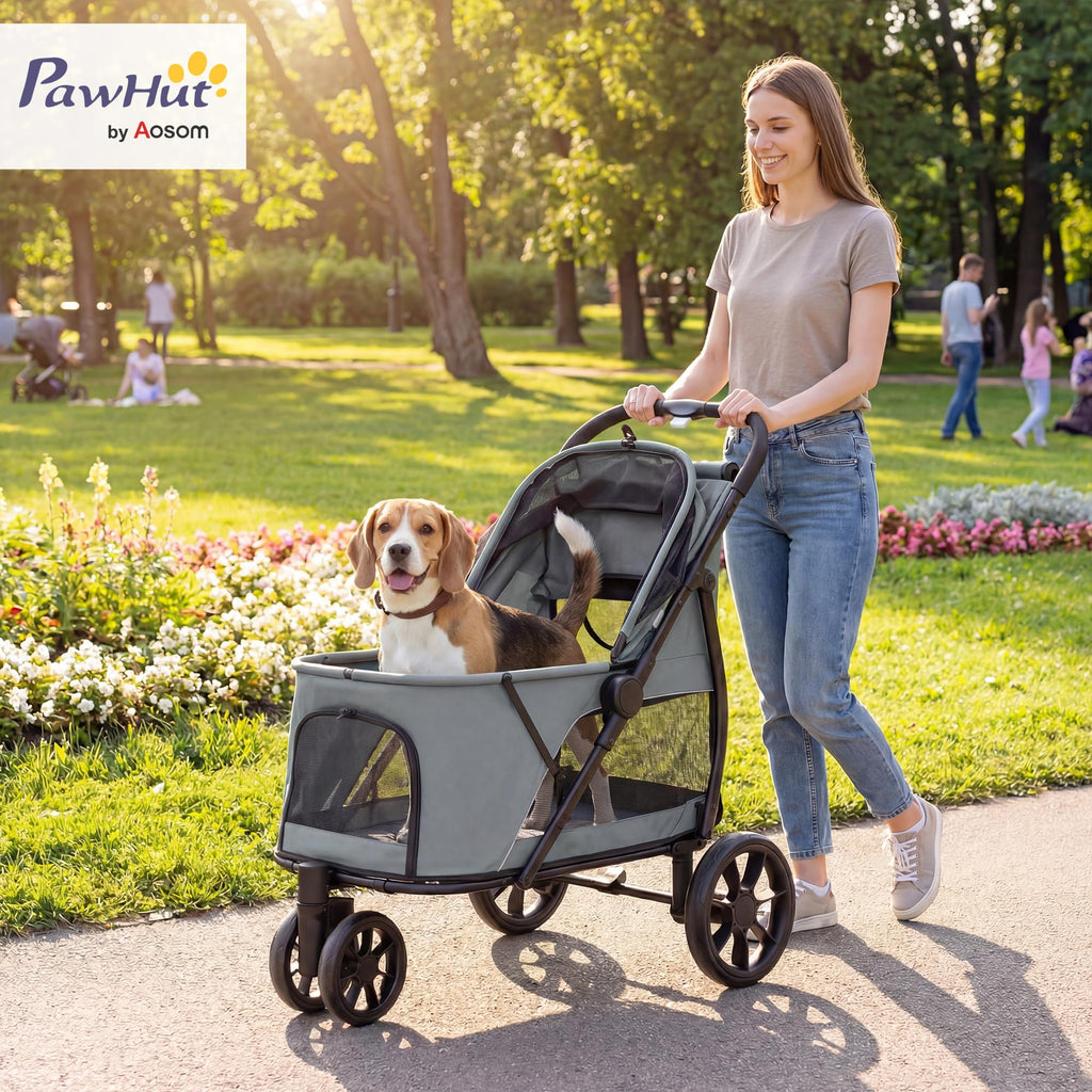 3 Wheel Pet Stroller up to 44 lbs Gray O7466
