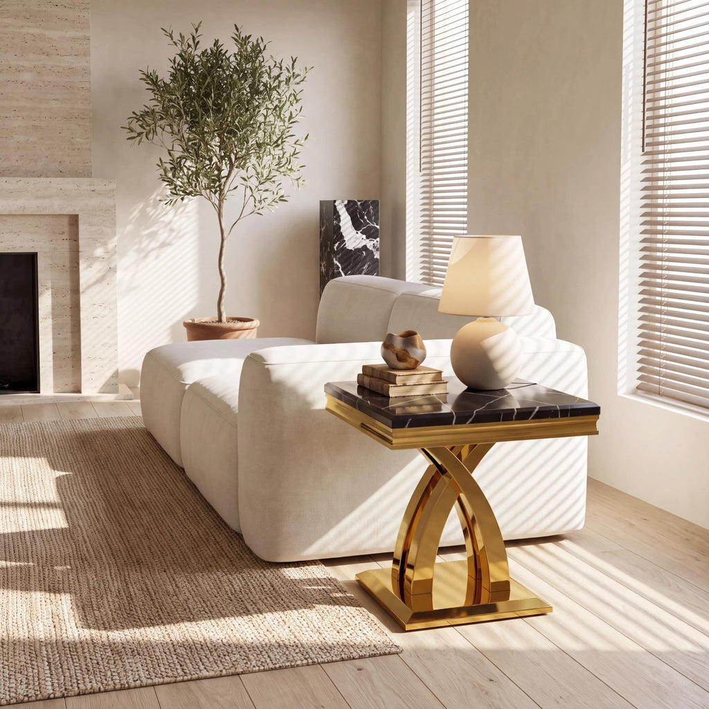Black and Gold Coffee Table Set of 2 N2819