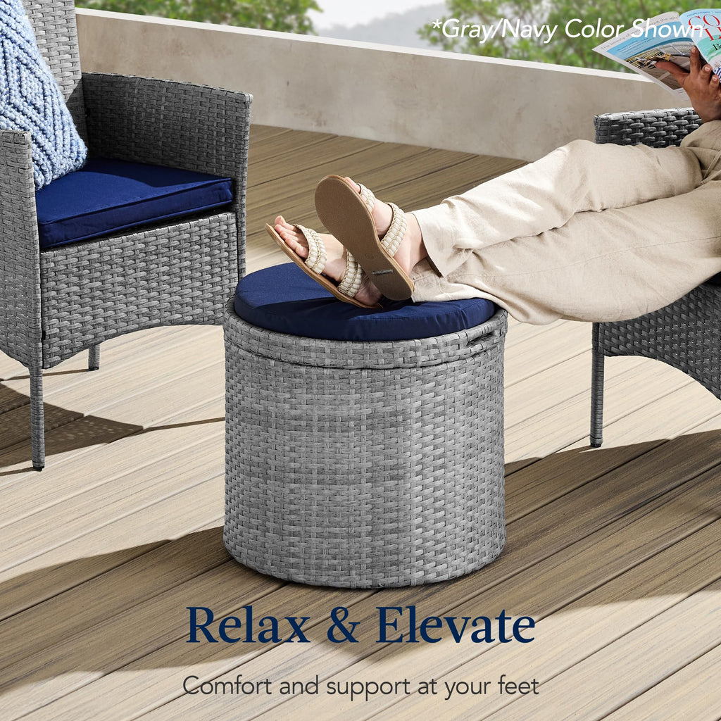 Round Wicker Ottoman with Storage P904998