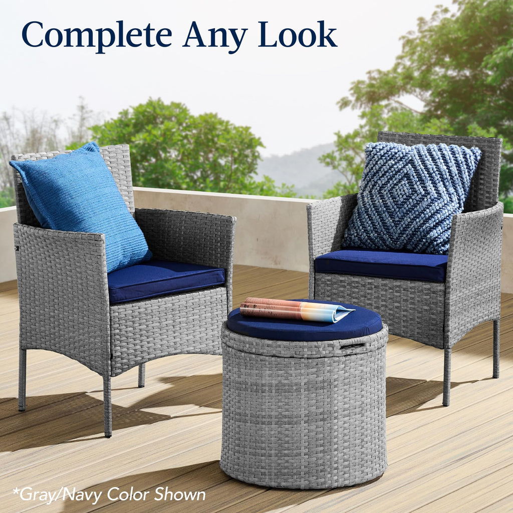 Round Wicker Ottoman with Storage P904998