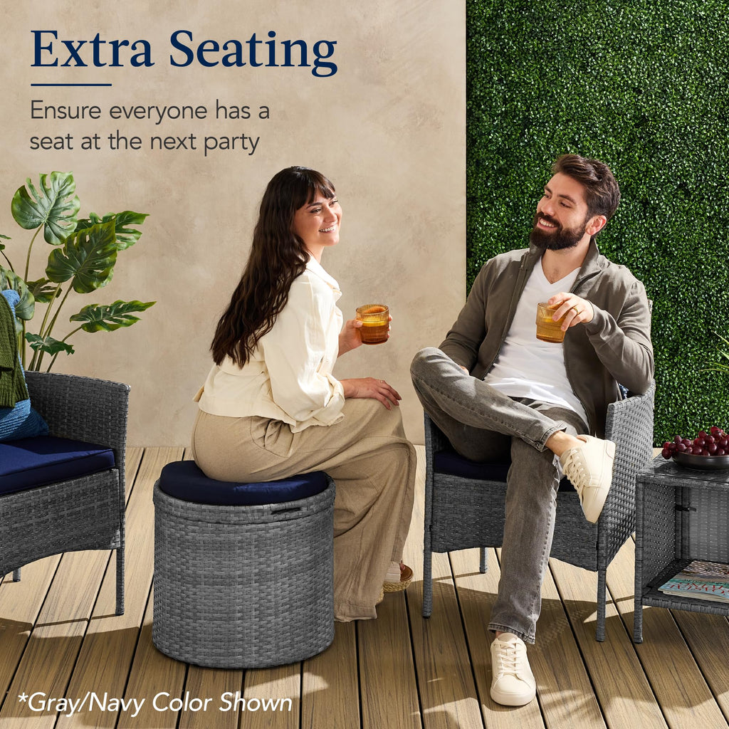 Round Wicker Ottoman with Storage P904998