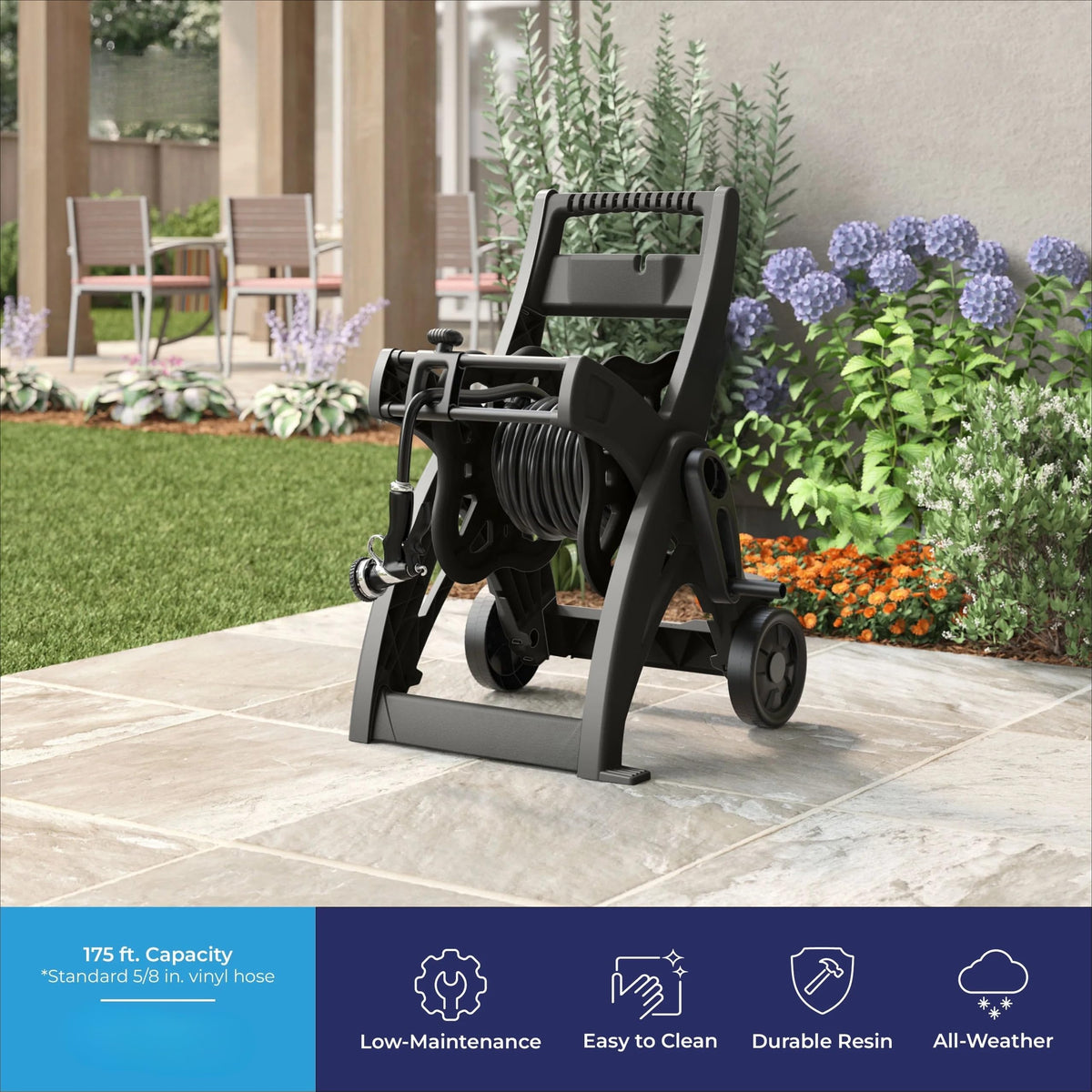 175-inch Wheeled Garden Hose Reel Cart A6613